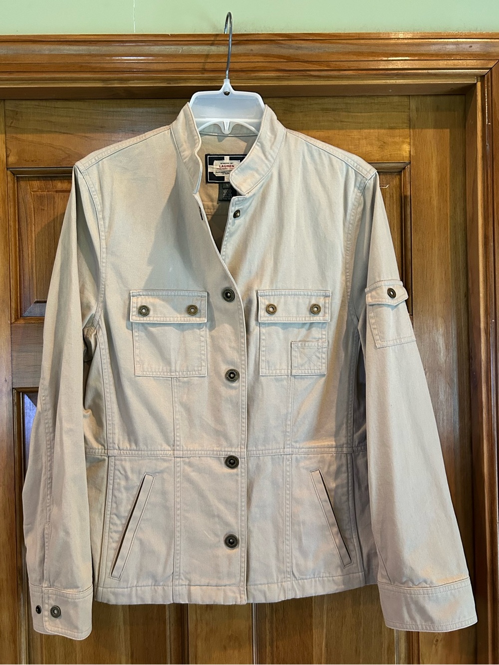 NWOT Lauren Naval Supply Company Beige Utility Jacket with Button Front